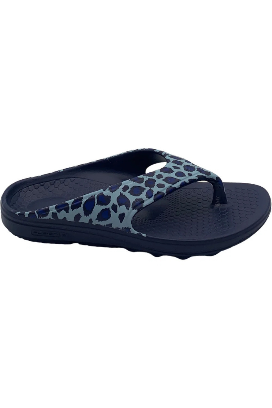 Spenco Men's Orthotic Thong Sandals Fusion Safari Blue Cheetah - Medium